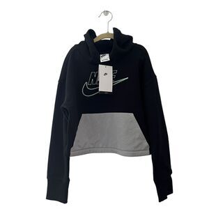 Nike Girls Sportswear Crop Sweatshirt 'Icon Clash' in Black Sz‎ M NWT